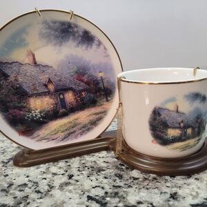 Thomas Kinkade "Moonlight Cottage" cup and saucer Collectible set.